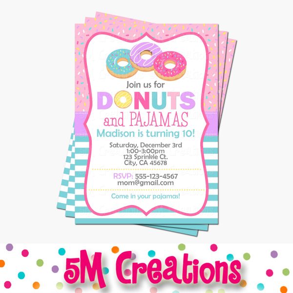 Donuts and Pajamas Birthday Party Printable Decorations - Instant Download - Image 2