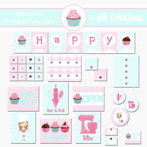 Bake Shop Birthday Party Printable Decorations - Instant Download