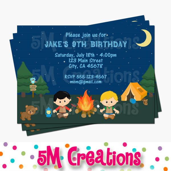 Boy Camping Birthday Party Printable Decorations - Instant Download - Image 2