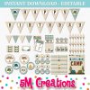 Camping Birthday Party Printable Decorations - Editable Instant Download