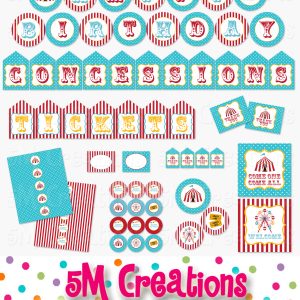 Carnival Birthday Party Printable Decorations - Circus Party - Instant Download