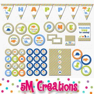 Dinosaur Birthday Party Printable Decorations - Instant Download