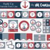 Nautical Birthday Party Printable Decorations - Instant Download