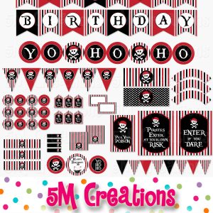 Pirate Birthday Party Printable Decorations - Instant Download