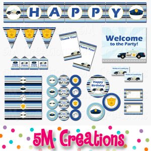 Police Birthday Party Printable Decorations - Cop Birthday Party- Instant Download