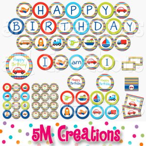Transportation Birthday Party Printable Decorations - Instant Download
