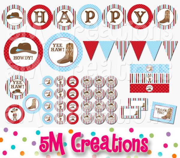 Cowboy Birthday Party Printable Decorations - Western Party - Instant Download