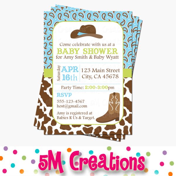 Cowboy Baby Shower Printable Decorations (Green) - Western Party - Instant Download - Image 2