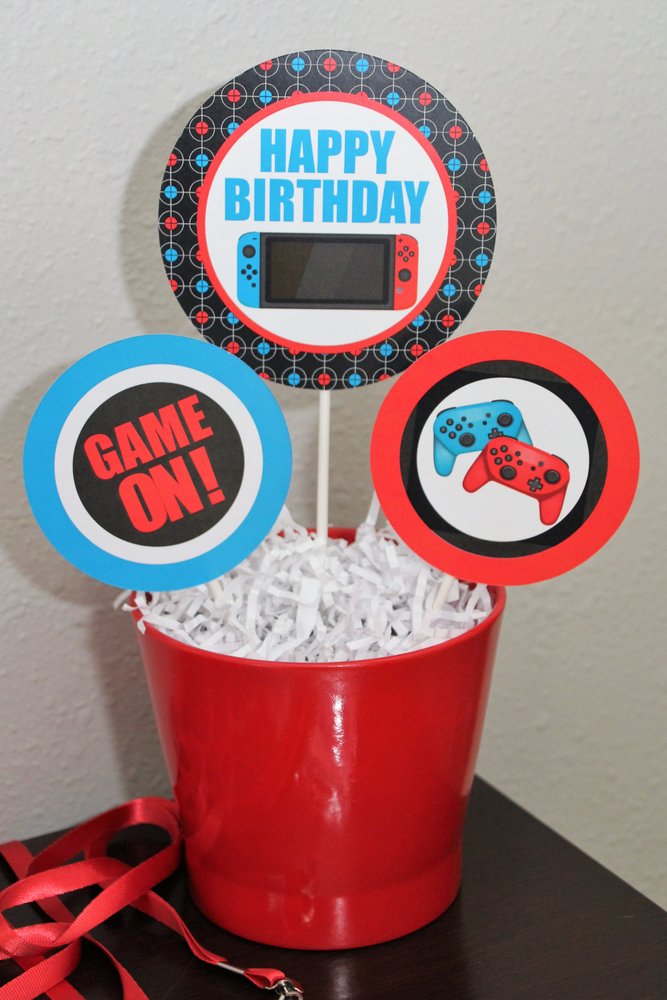 DIY Editable Gamer Party Cupcake Toppers