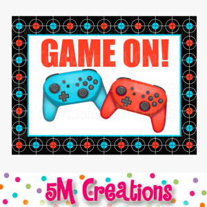 Video Game Birthday Party Backdrop - Large Sign Printable Poster