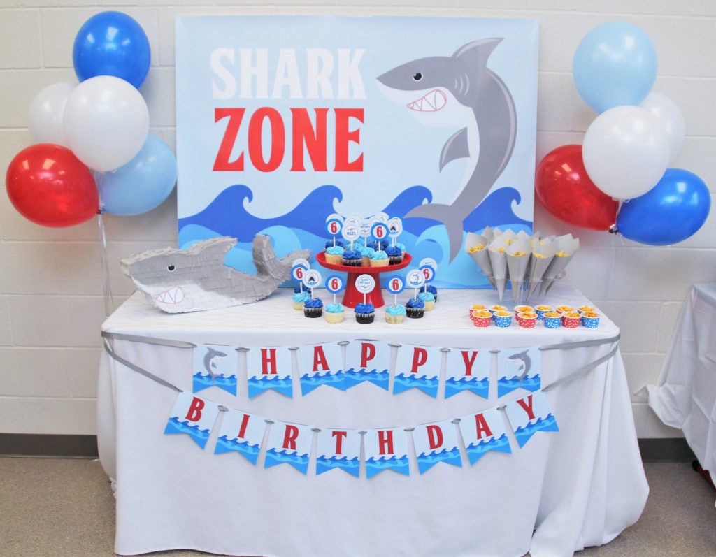 Shark Birthday Party Printable Decorations – Editable Instant Download