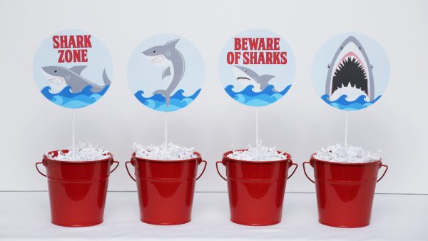 Shark Birthday Party Printable Decorations - Editable Instant Download - Image 8
