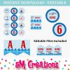 Shark Birthday Party Printable Decorations - Editable Instant Download - Image 2