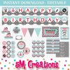 50s Diner Birthday Party Printable Decorations - Editable Instant Download
