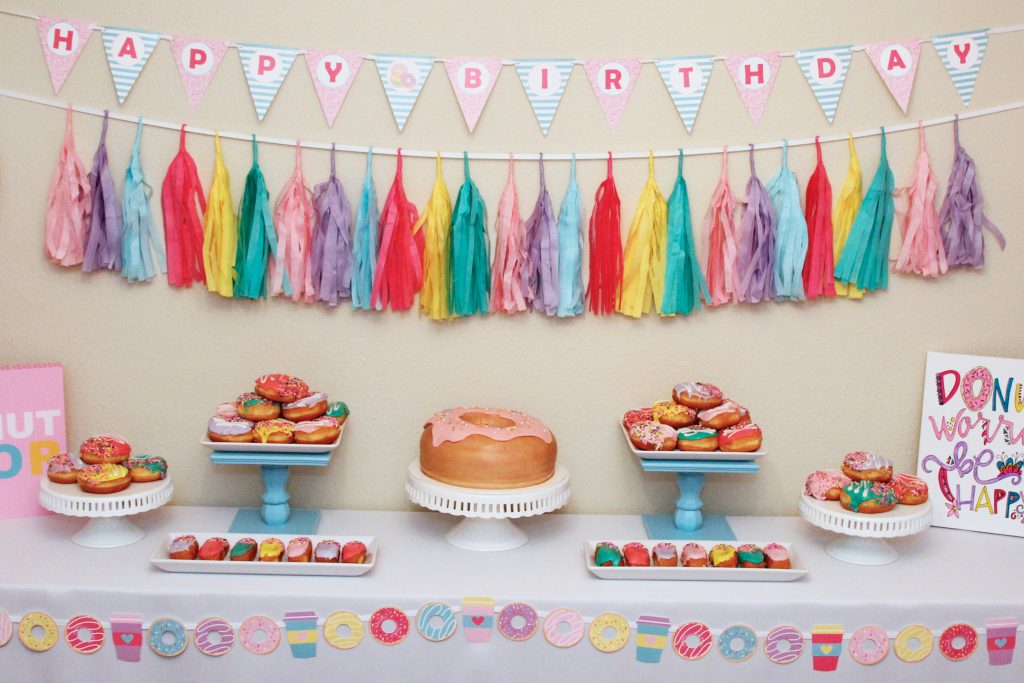 Donuts and Pajamas Birthday Party Printable Decorations – Instant Download