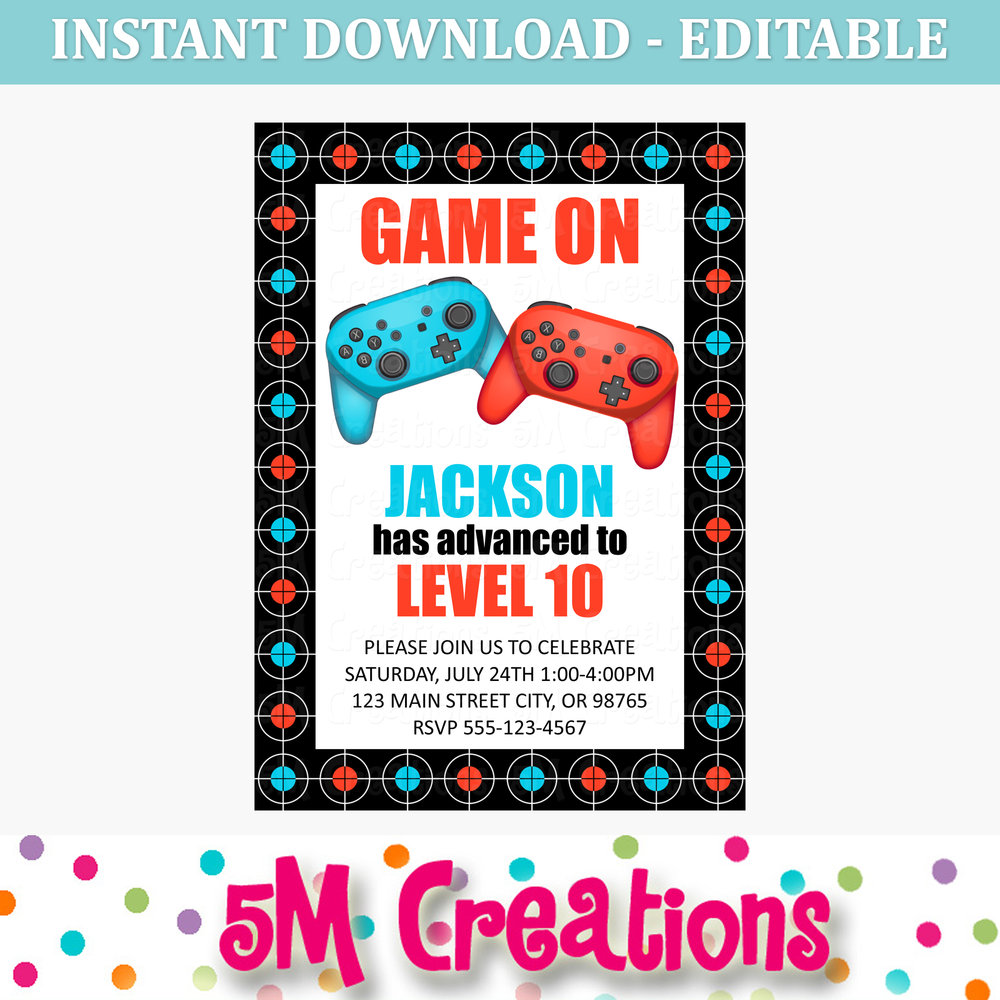 video-game-birthday-party-invitation-black-controller-505-design-inc