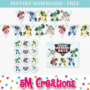 FREE Rescue Bot Inspired Party Printable Decorations - Instant Download