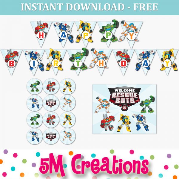 FREE Rescue Bot Inspired Party Printable Decorations - Instant Download