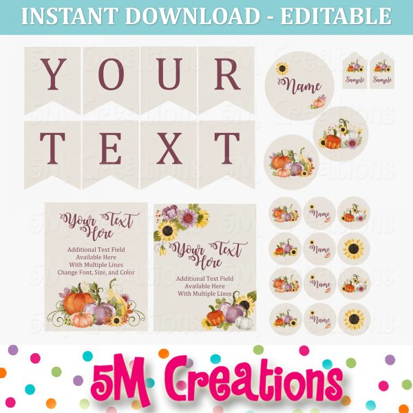 Fall in Love Bridal Shower - Editable Printable Party Decorations - Image 2